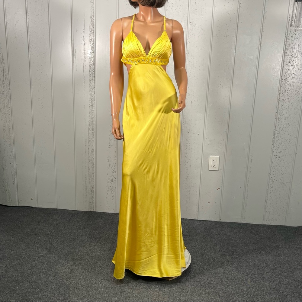 Aidan Mattox Women's Vibrant Yellow Silk Gown Sz 6 - Picture 13 of 17